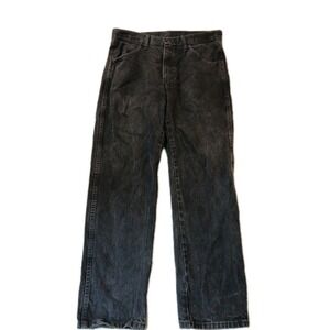 Wrangler Rustler Jeans Mens 32x30 Black Denim Straight Workwear Western Cowboy